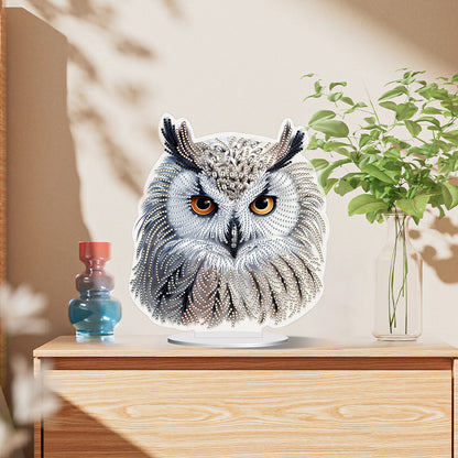 White Head Owl Special Shape Desktop Diamond Art Kits Desktop Decor (Cute Owl)