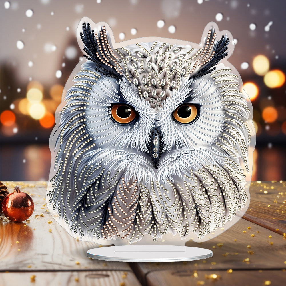 White Head Owl Special Shape Desktop Diamond Art Kits Desktop Decor (Cute Owl)