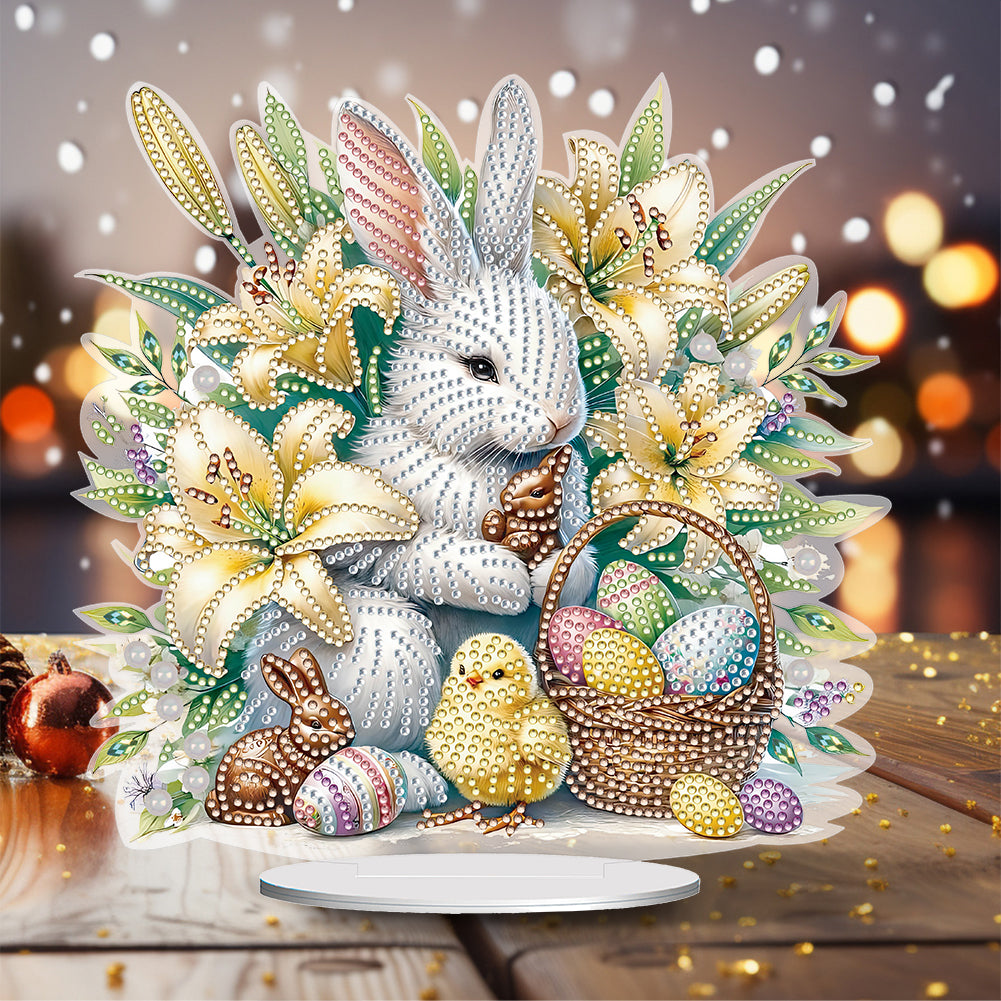 Special Shape Easter Rabbit Egg Flower Desktop Diamond Art Home Decor (LL140)