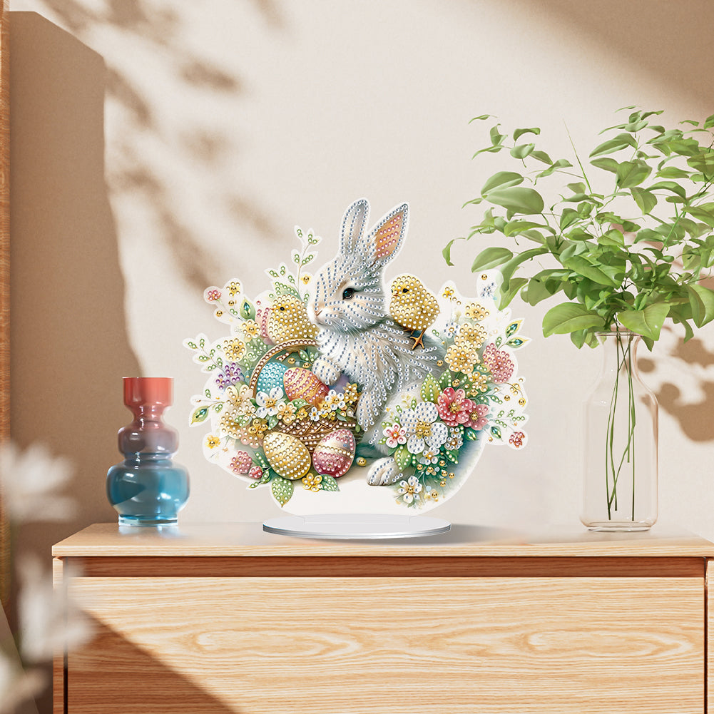 Special Shape Easter Rabbit Egg Flower Desktop Diamond Art Home Decor (LL142)