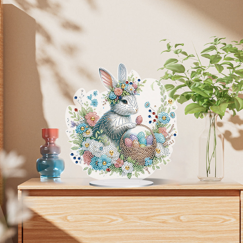 Special Shape Easter Rabbit Egg Flower Desktop Diamond Art Home Decor (LL143)