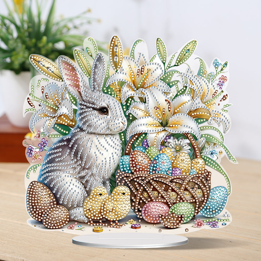 Special Shape Easter Rabbit Egg Flower Desktop Diamond Art Home Decor (LL145)