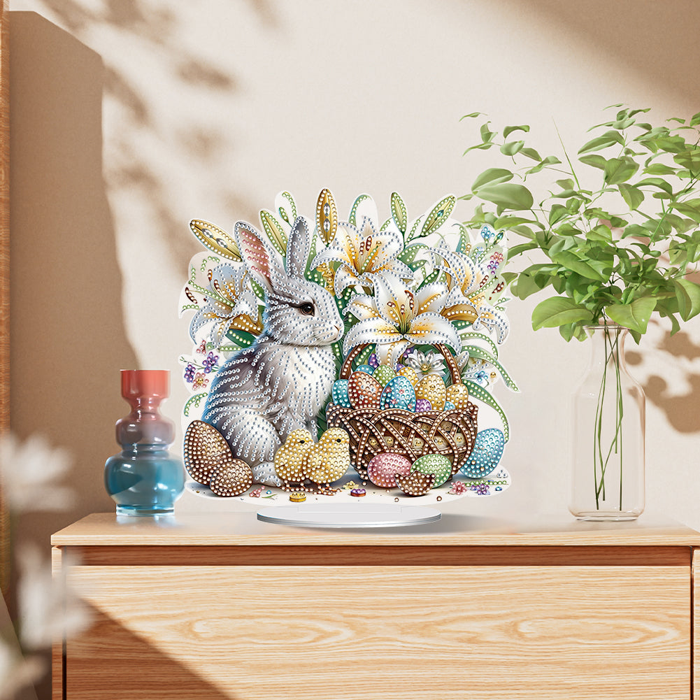 Special Shape Easter Rabbit Egg Flower Desktop Diamond Art Home Decor (LL145)