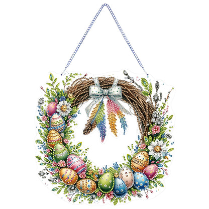 Single Sided Easter Wreath Diamond Art Hanging Pendant Wall Decor (Bowknot)