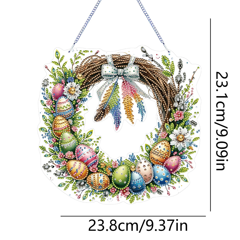 Single Sided Easter Wreath Diamond Art Hanging Pendant Wall Decor (Bowknot)