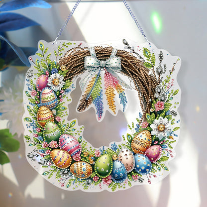 Single Sided Easter Wreath Diamond Art Hanging Pendant Wall Decor (Bowknot)