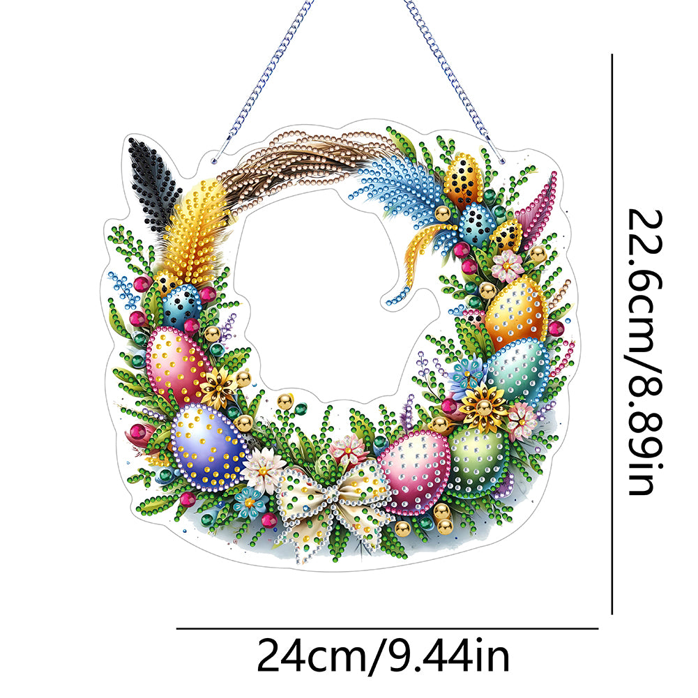 Single Sided Easter Wreath Cute Diamond Art Hanging Pendant Wall Decor (Bowknot)