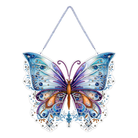 Single Sided Butterfly Diamond Art Hanging Pendant Home Decor (Purple Blue)