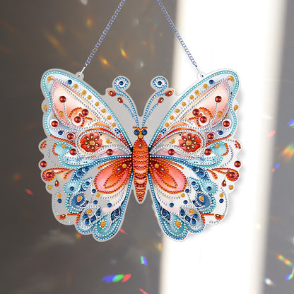 Single Sided Beauty Butterfly Diamond Art Hanging Pendant Home Decor (Red Blue)