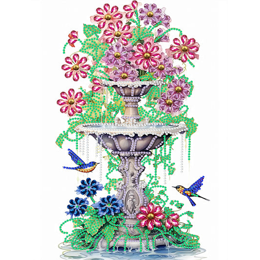 Butterfly Fountain - Special Shaped Drill Diamond Painting 30*40CM