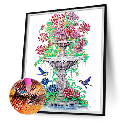 Butterfly Fountain - Special Shaped Drill Diamond Painting 30*40CM