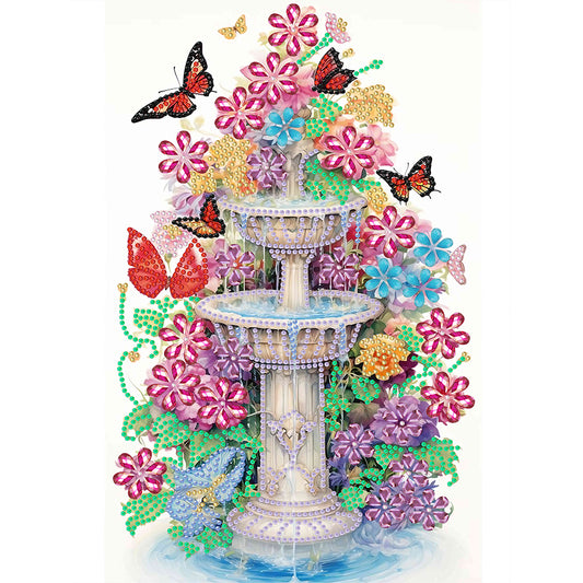 Butterfly Fountain - Special Shaped Drill Diamond Painting 30*40CM