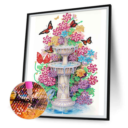 Butterfly Fountain - Special Shaped Drill Diamond Painting 30*40CM