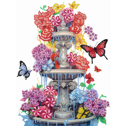 Butterfly Fountain - Special Shaped Drill Diamond Painting 30*40CM