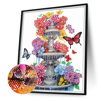 Butterfly Fountain - Special Shaped Drill Diamond Painting 30*40CM