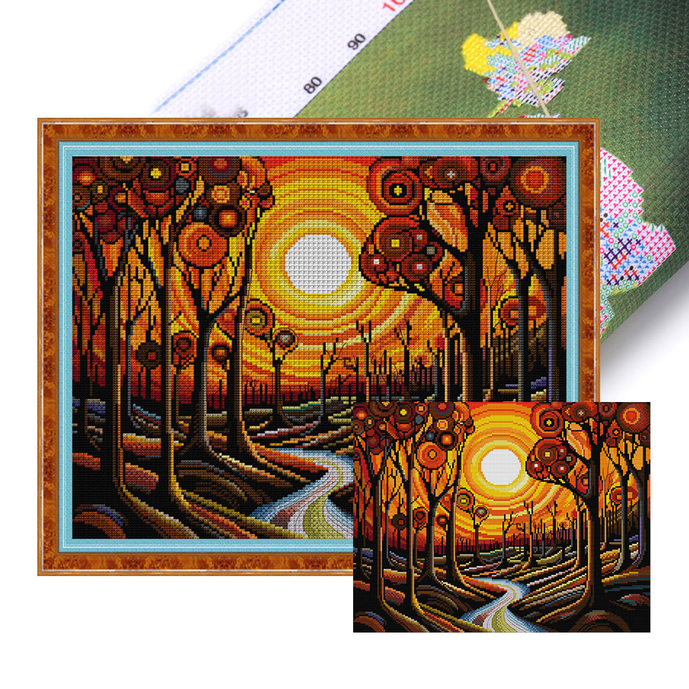 Dusk - 14CT Stamped Cross Stitch 43*36CM(Joy Sunday)