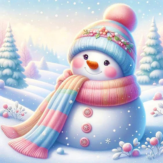 Snowman In Colorful Clothes - Full Round Drill Diamond Painting 30*30CM