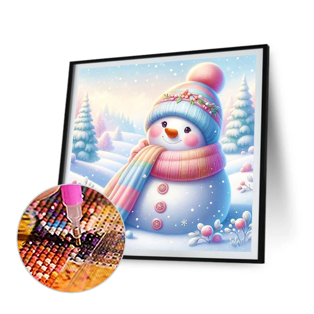 Snowman In Colorful Clothes - Full Round Drill Diamond Painting 30*30CM