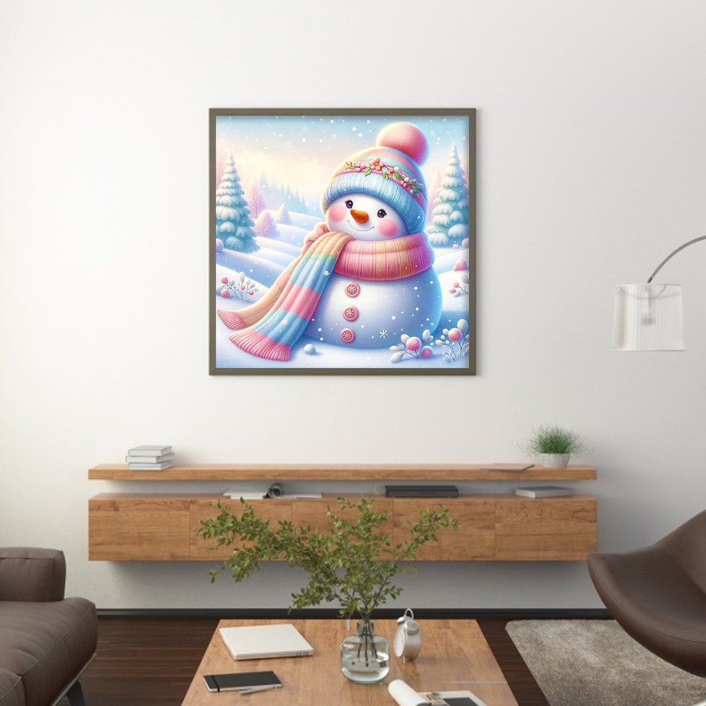 Snowman In Colorful Clothes - Full Round Drill Diamond Painting 30*30CM