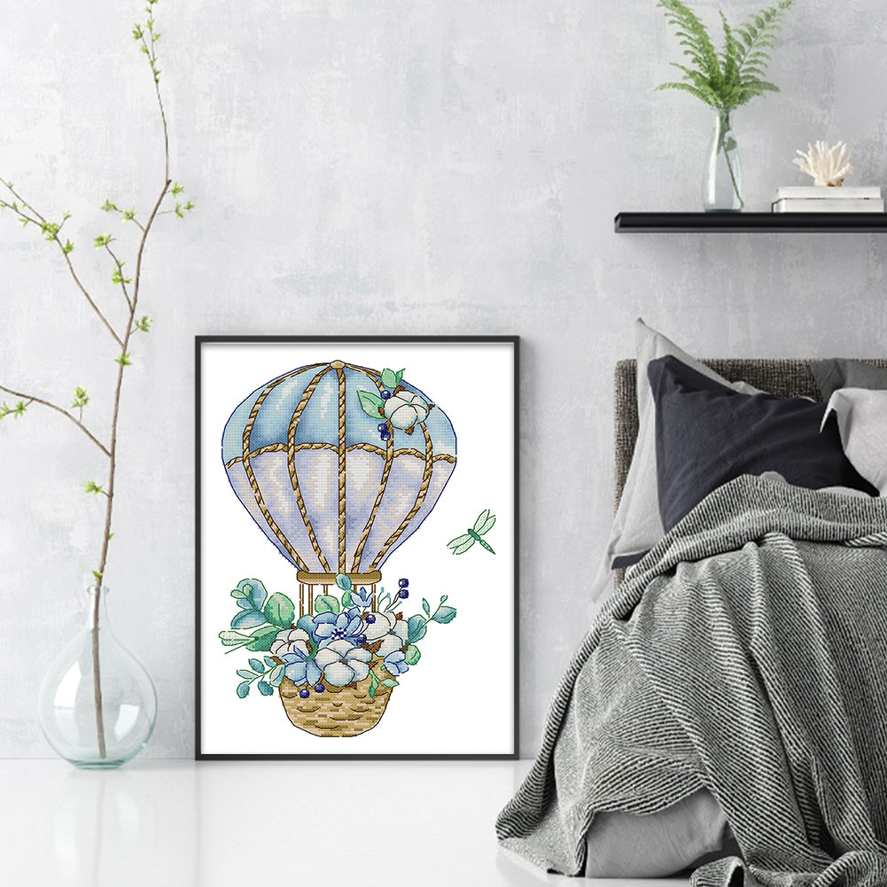 Hot Air Balloon - 14CT Stamped Cross Stitch 26*34CM(Joy Sunday)