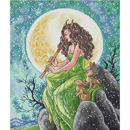 Melody Under The Moonlight - 14CT Stamped Cross Stitch 29*34CM(Joy Sunday)