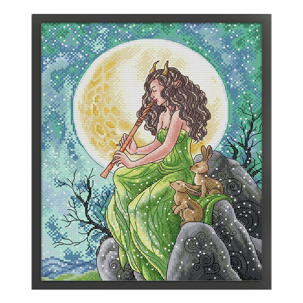 Melody Under The Moonlight - 14CT Stamped Cross Stitch 29*34CM(Joy Sunday)