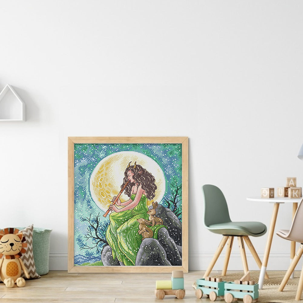 Melody Under The Moonlight - 14CT Stamped Cross Stitch 29*34CM(Joy Sunday)