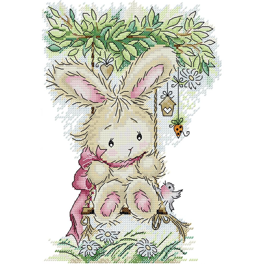 Big Eared Rabbit - 14CT Stamped Cross Stitch 20*29CM(Joy Sunday)