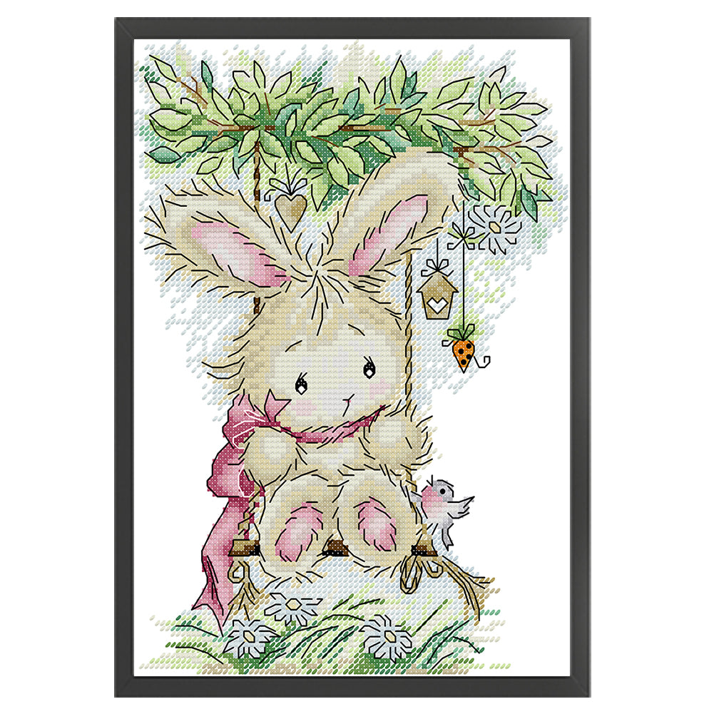 Big Eared Rabbit - 14CT Stamped Cross Stitch 20*29CM(Joy Sunday)