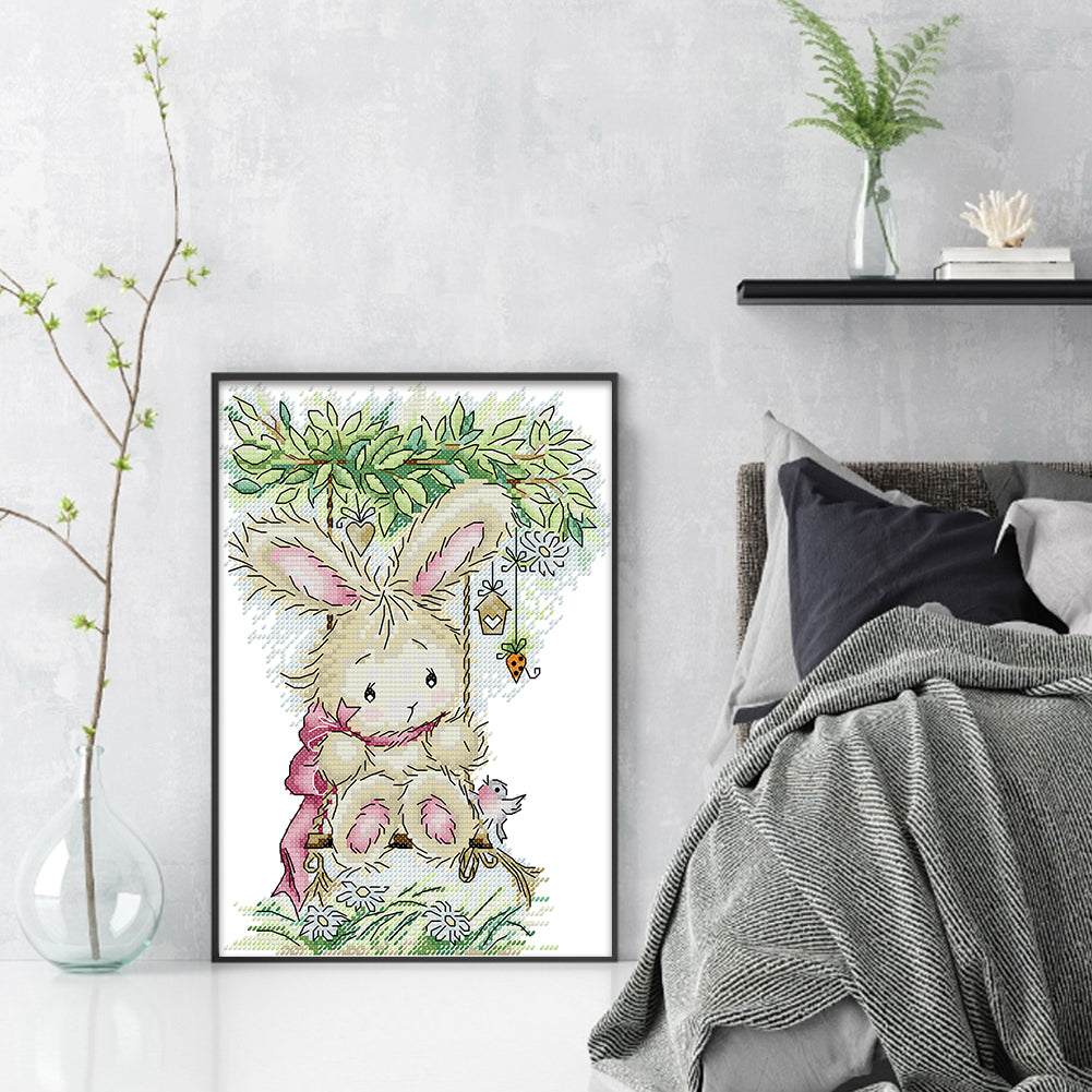 Big Eared Rabbit - 14CT Stamped Cross Stitch 20*29CM(Joy Sunday)