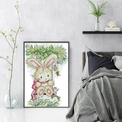 Big Eared Rabbit - 14CT Stamped Cross Stitch 20*29CM(Joy Sunday)