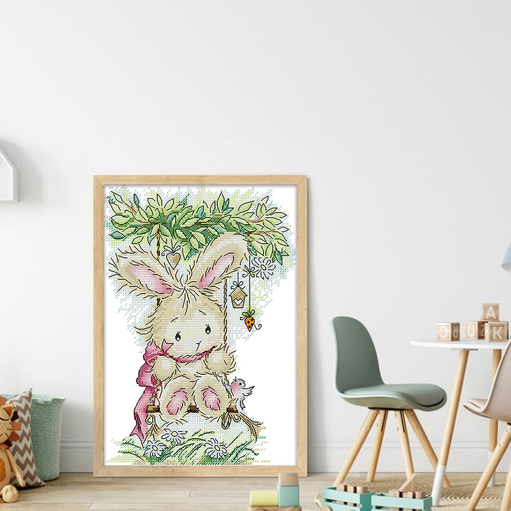 Big Eared Rabbit - 14CT Stamped Cross Stitch 20*29CM(Joy Sunday)