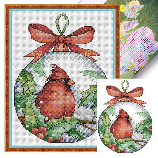 Red-Bellied Christmas Ball - 14CT Stamped Cross Stitch 19*26CM(Joy Sunday)