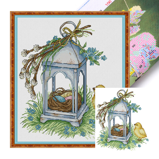 Birds And Lanterns - 14CT Stamped Cross Stitch 27*30CM(Joy Sunday)