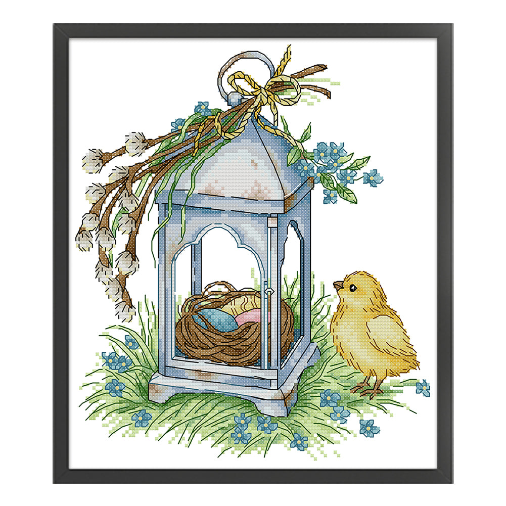 Birds And Lanterns - 14CT Stamped Cross Stitch 27*30CM(Joy Sunday)