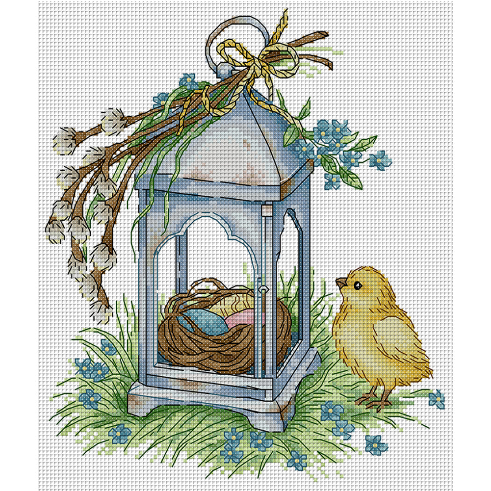 Birds And Lanterns - 14CT Stamped Cross Stitch 27*30CM(Joy Sunday)