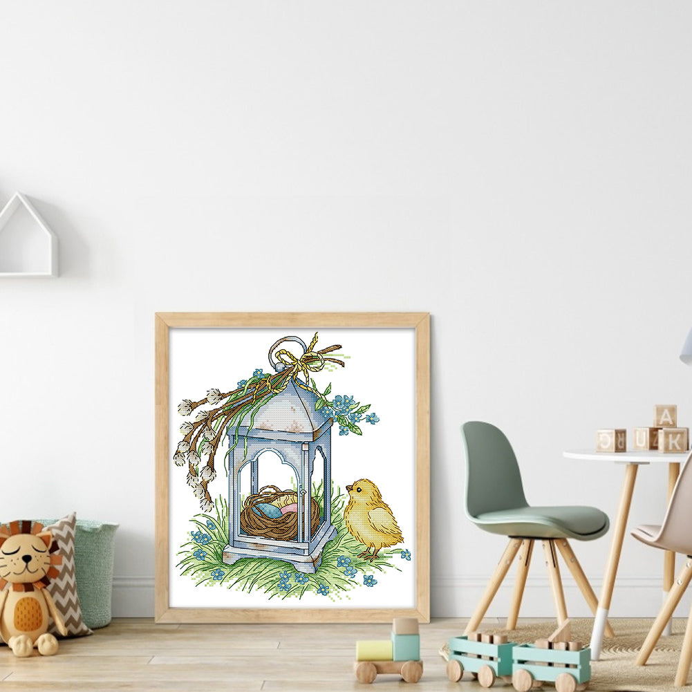 Birds And Lanterns - 14CT Stamped Cross Stitch 27*30CM(Joy Sunday)