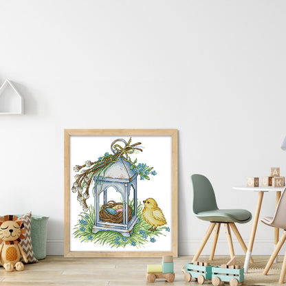 Birds And Lanterns - 14CT Stamped Cross Stitch 27*30CM(Joy Sunday)