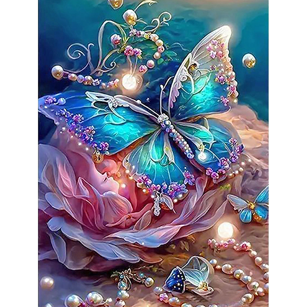 Jewelry And Flowers And Butterflies - Full Round Drill Diamond Painting 30*40CM