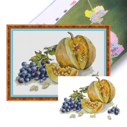 Autumn Fruit - 14CT Stamped Cross Stitch 42*32CM(Joy Sunday)