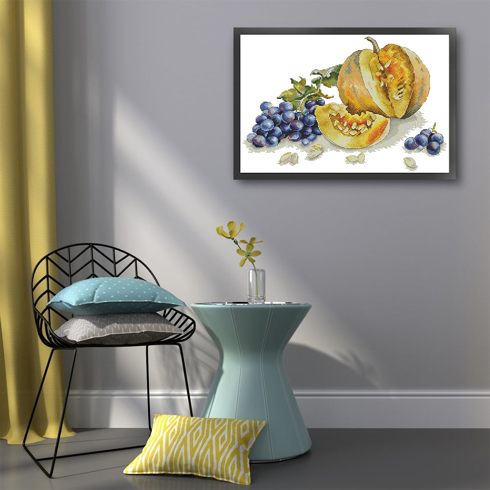 Autumn Fruit - 14CT Stamped Cross Stitch 42*32CM(Joy Sunday)