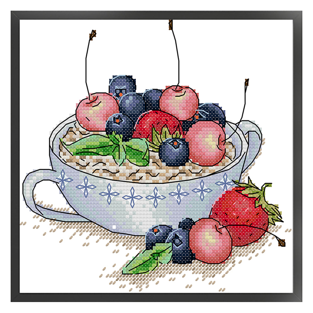 Fruit Oatmeal Tea - 14CT Stamped Cross Stitch 20*19CM(Joy Sunday)