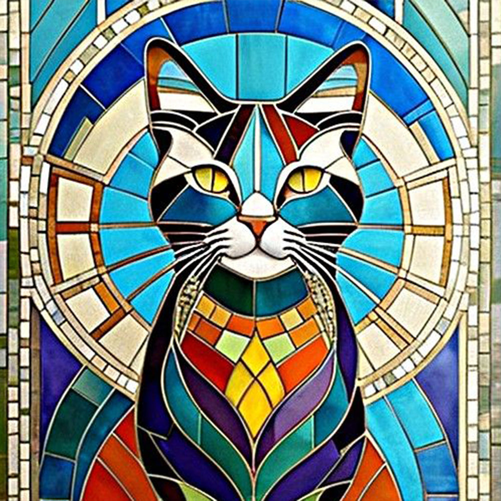 Mural Style Cat - Full Round Drill Diamond Painting 30*30CM