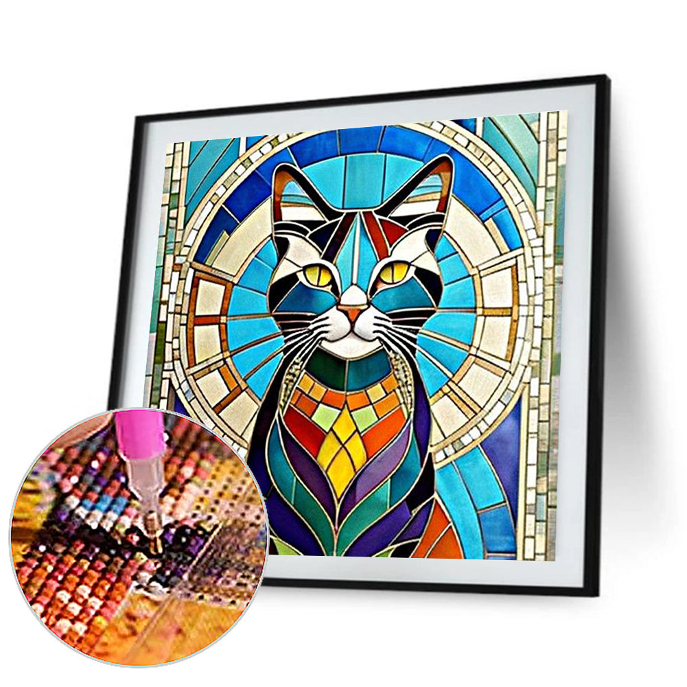 Mural Style Cat - Full Round Drill Diamond Painting 30*30CM