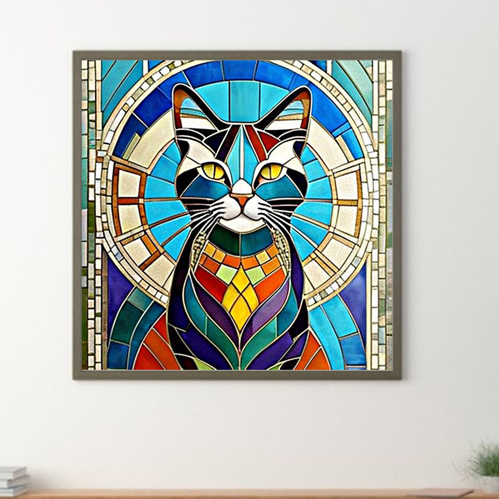 Mural Style Cat - Full Round Drill Diamond Painting 30*30CM