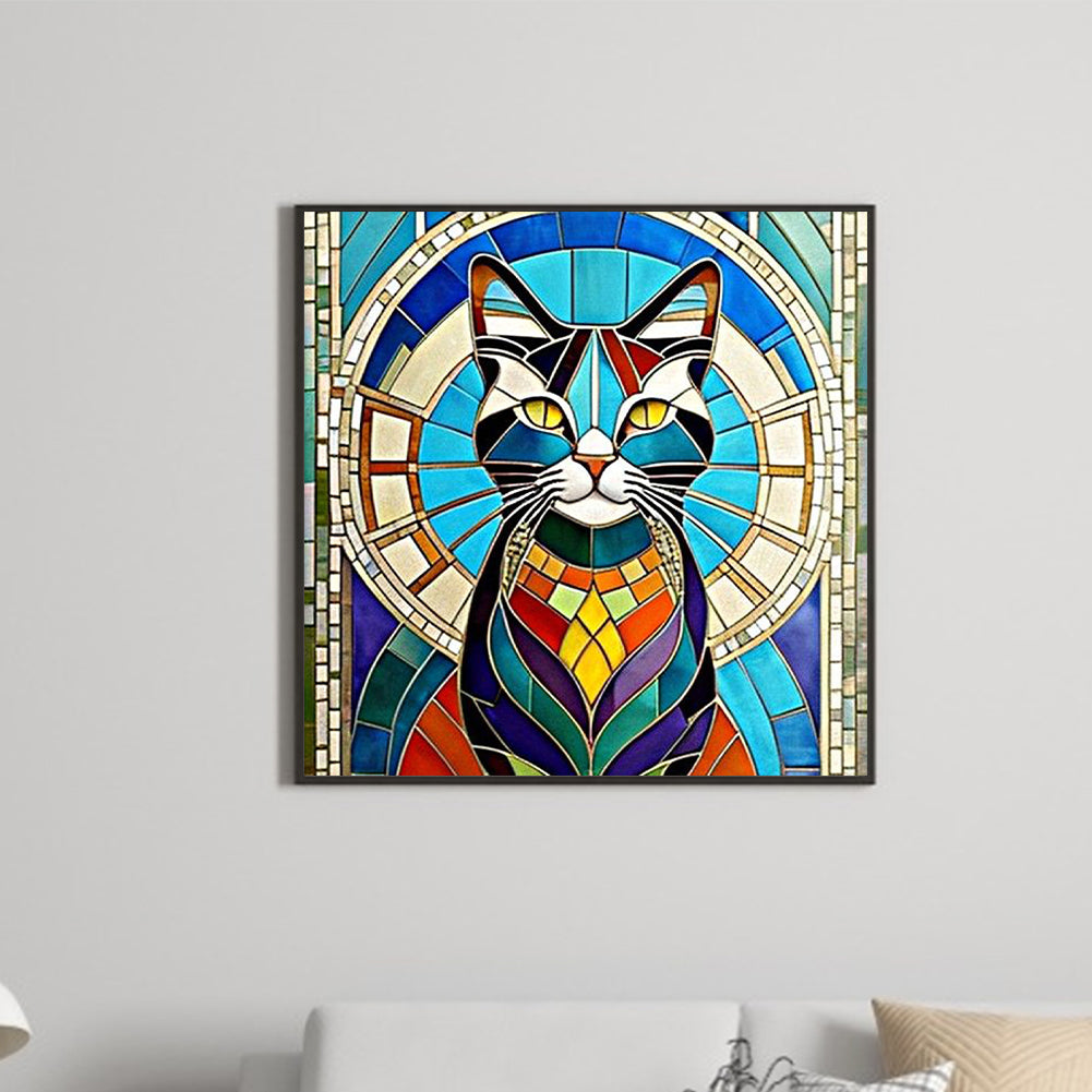 Mural Style Cat - Full Round Drill Diamond Painting 30*30CM