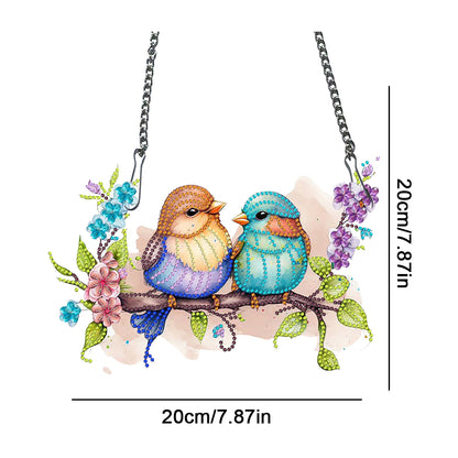 Single Side Bird 5 D Diamond Art Hanging Pendant for Wall Decor (Bird on Branch)