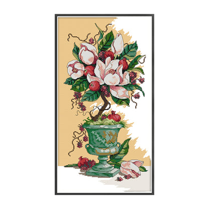 Flower Language And Fruity Fragrance - 14CT Stamped Cross Stitch 28*51CM(Joy Sunday)