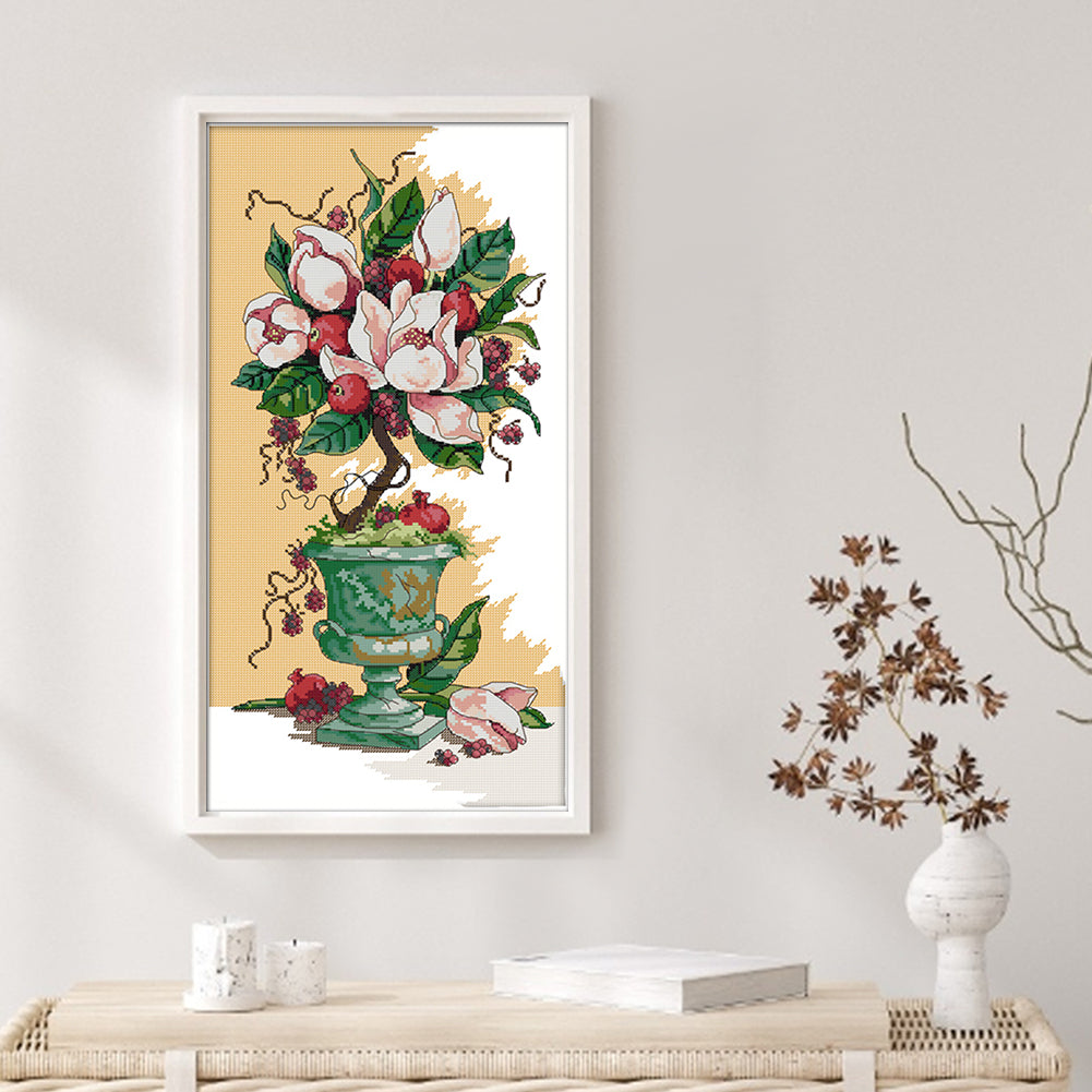 Flower Language And Fruity Fragrance - 14CT Stamped Cross Stitch 28*51CM(Joy Sunday)