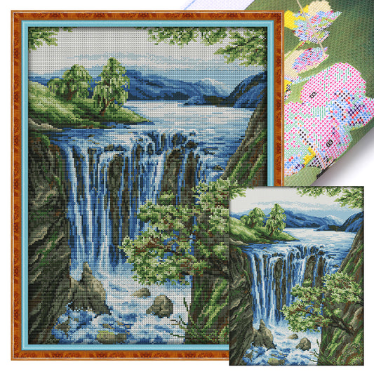 Waterfall(3) - 14CT Stamped Cross Stitch 36*50CM(Joy Sunday)